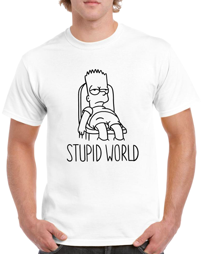 T-shirt with BART SIMPSON, STUPID WORLD