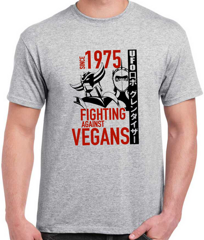 T-shirt avec GOLDORAK et ACTARUS, SINCE 1975 FIGHTING AGAINST VEGANS