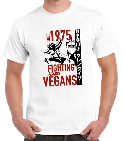 T-shirt avec GOLDORAK et ACTARUS, SINCE 1975 FIGHTING AGAINST VEGANS