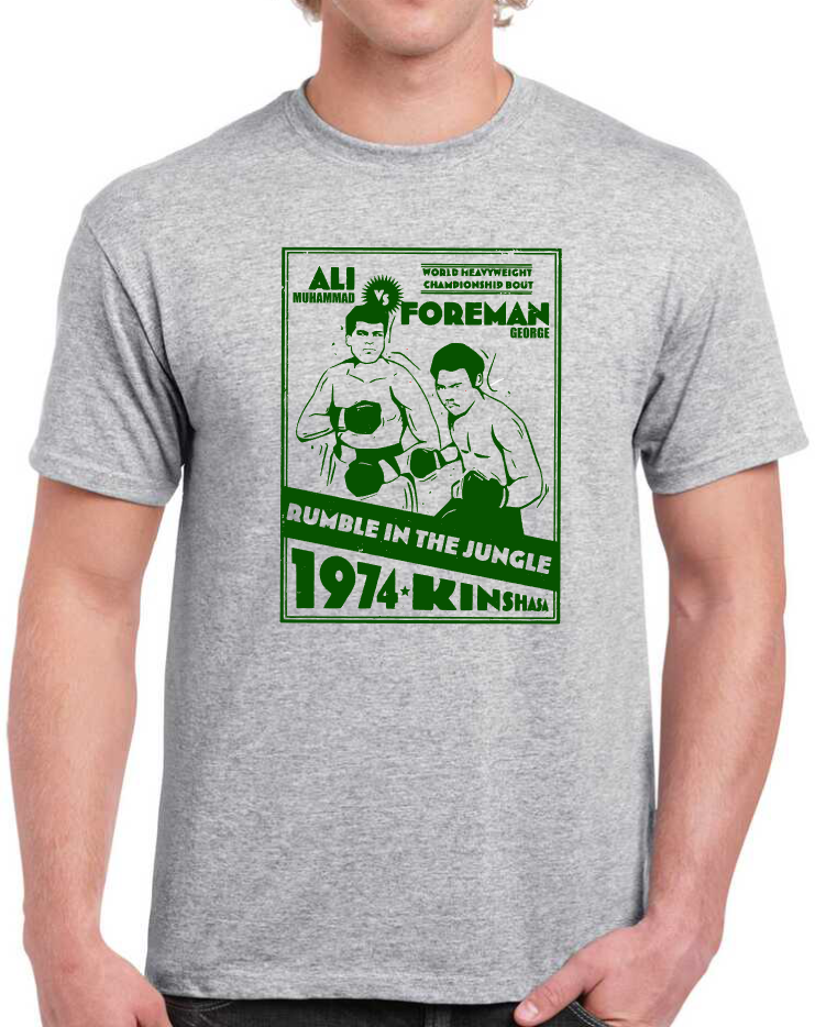 T-shirt avec MUHAMMAD ALI VS GEORGE FORMAN, RUMBLE IN THE JUNGLE