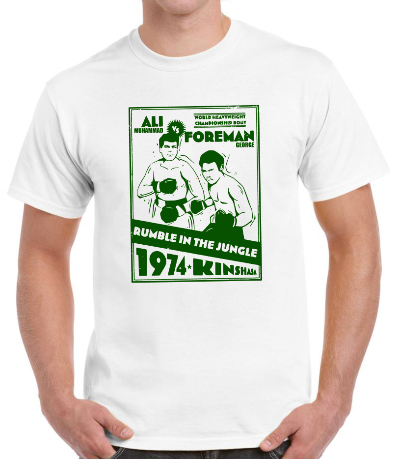 T-shirt avec MUHAMMAD ALI VS GEORGE FORMAN, RUMBLE IN THE JUNGLE