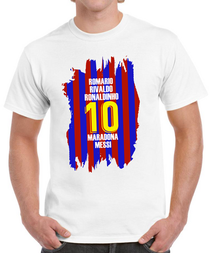 T-shirt with FC BARCELONA RIVALDO, ROMARIO, RONALDINHO, MARADONA, MESSI