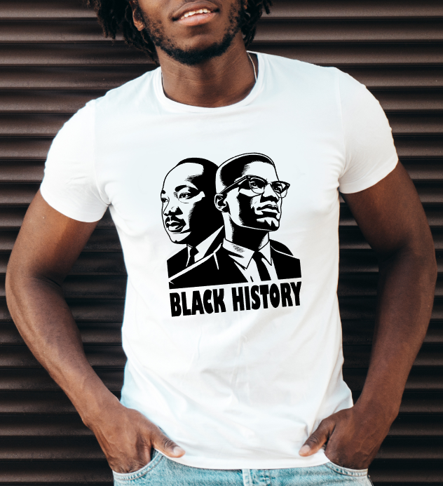 T-shirt BLACK HISTORY, MALCOLM X & MARTIN LUTHER KING
