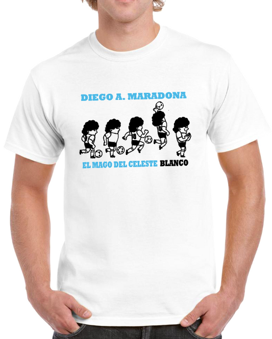 T-shirt MARADONA EL MAGO DEL CELESTE BLANCO