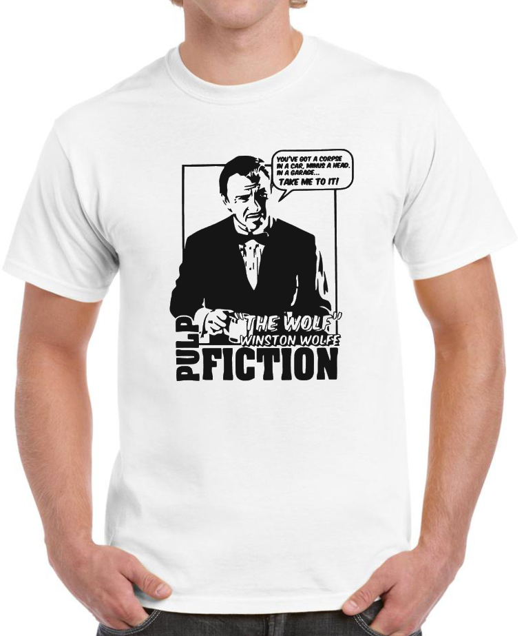 T-shirt THE WOLF PULP FICTION HARVEY KEITEL QUENTIN TARANTINO