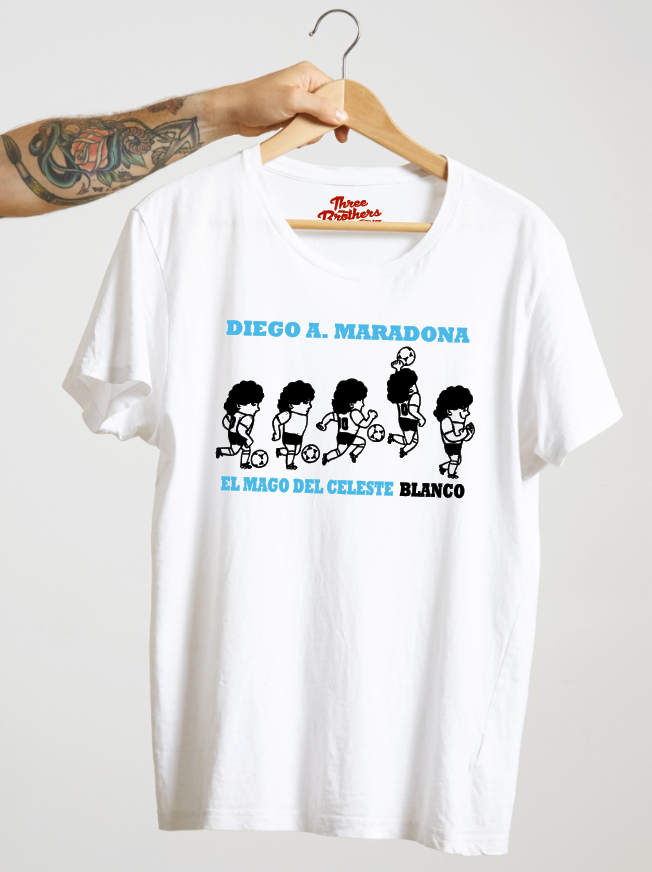 T-shirt MARADONA EL MAGO DEL CELESTE BLANCO