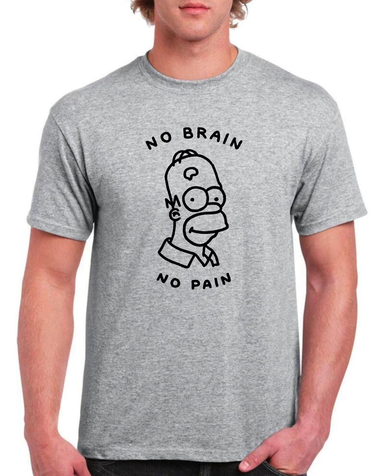 T-shirt HOMER SIMPSON, NO BRAIN NO PAIN