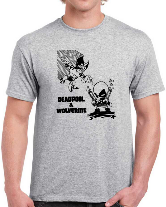 t-shirt Deadpool et wolverine funny comics fight combat drole