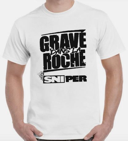 T-shirt avec SNIPER, GRAVÉ DANS LA ROCHE