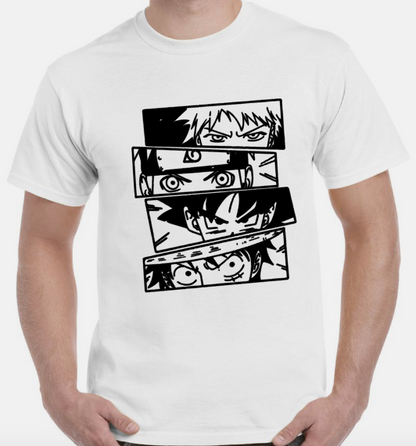 T-shirt with ICHIGO, NARUTO, GOKU and LUFFY