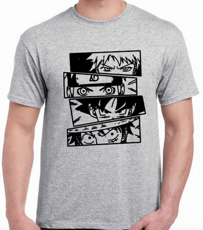 T-shirt with ICHIGO, NARUTO, GOKU and LUFFY