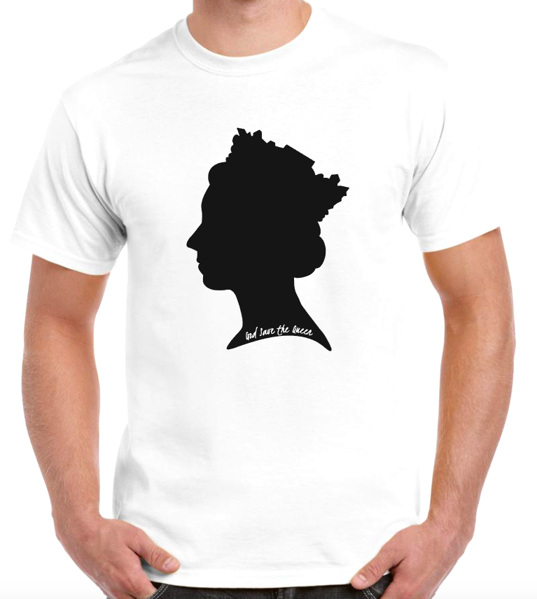 T-shirt avec LA REINE ELISABETH, GOD SAVE THE QUEEN