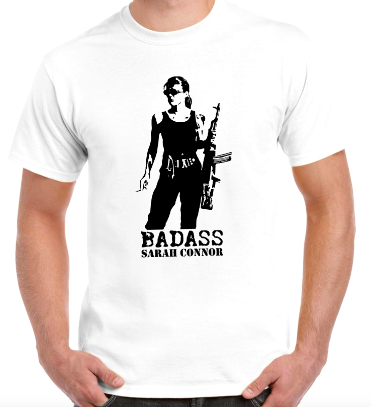 T-shirt with BADASS SARAH CONNOR, TERMINATOR 2