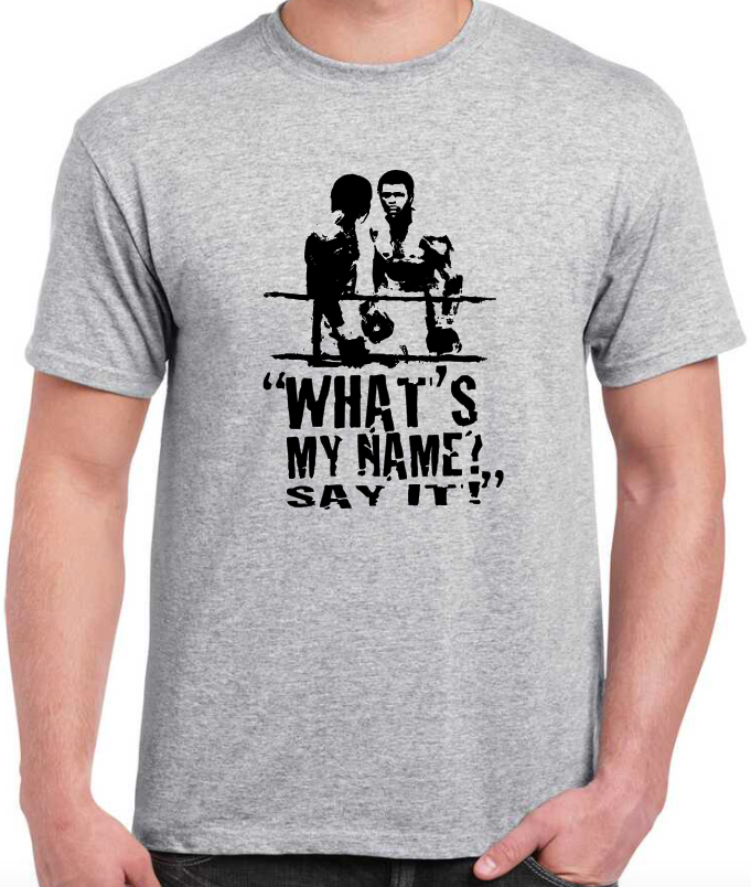 T-shirt avec MUHAMMAD ALI, WHAT'S MY NAME ?