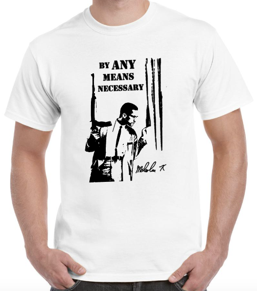 T-shirt avec malcolm X by any means necessary