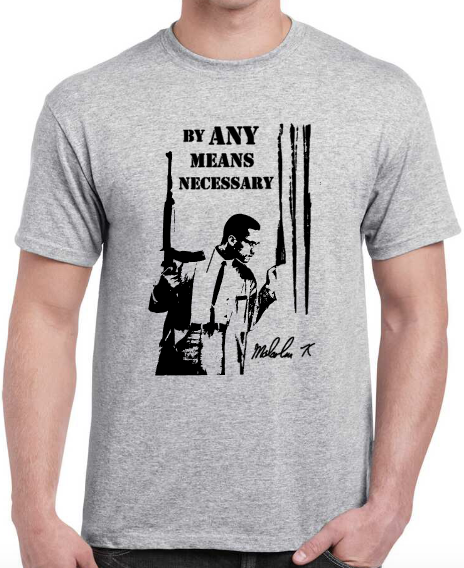 T-shirt avec malcolm X by any means necessary