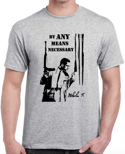 T-shirt avec malcolm X by any means necessary